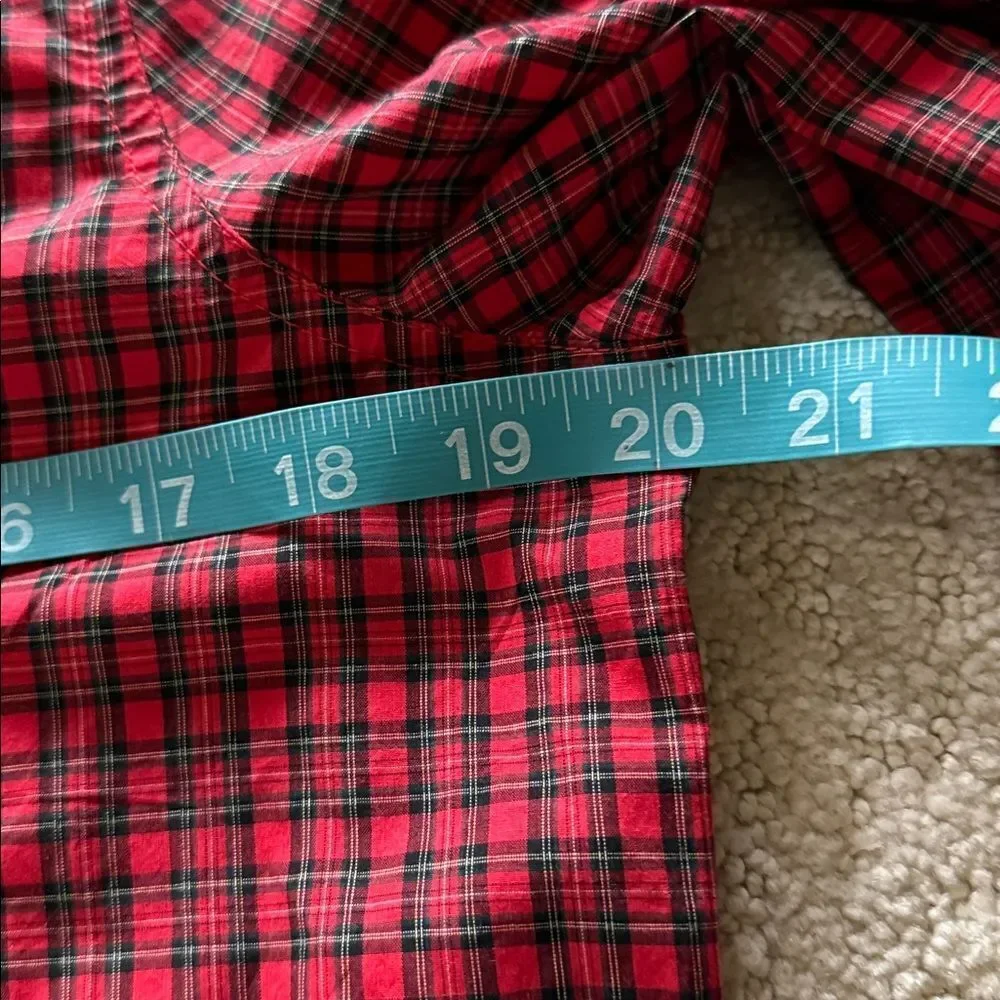 J. Crew Red and Black Plaid Shirt with Beaded Embroidery Size 8